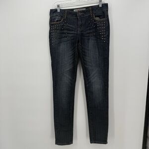 1st Kiss Juniors Y2k Dark Wash Mid Rise Skinny Ankle Jeans Size 9